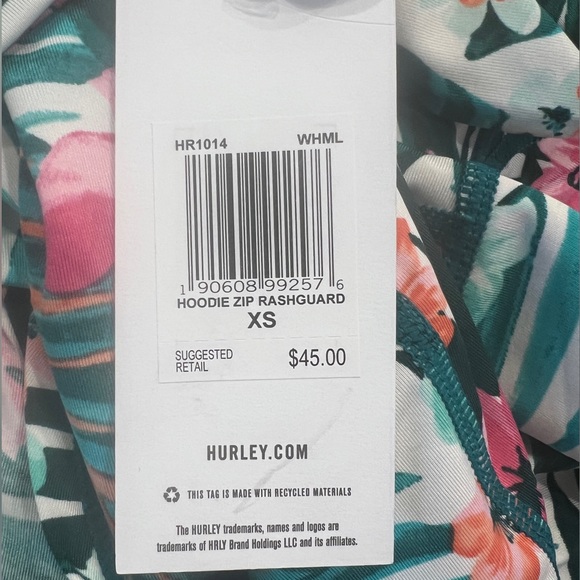 HURLEY Full Hooded Zip Hoodie Swimsuit Cover Up Hawaiian Hoodie Summer Beach - Picture 6 of 6